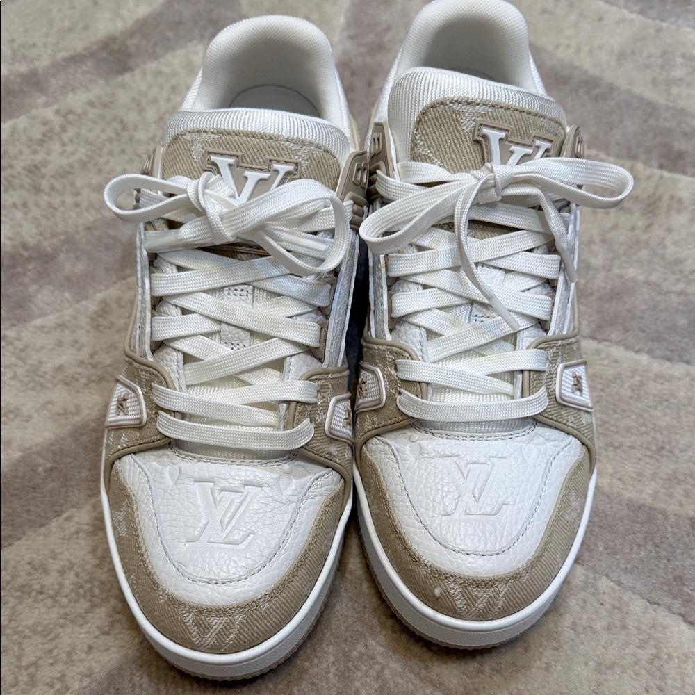 Louis Vuitton Tan and Cream Sneakers - Picture 2 of 7